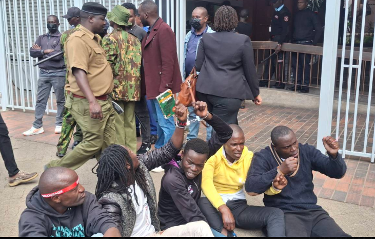 File image of activists outside Tanzania Embassy in Nairobi.